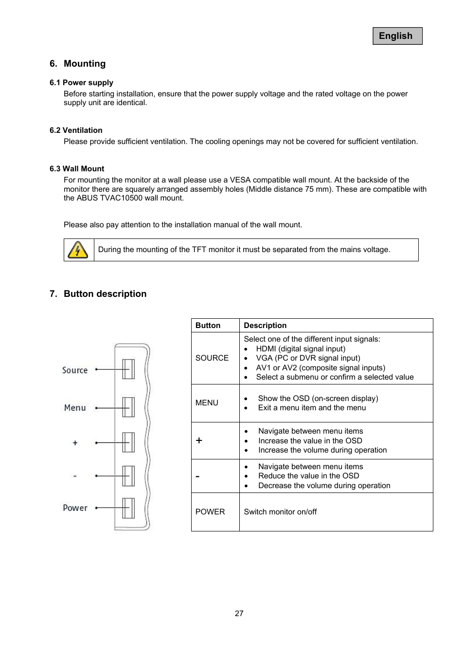 ABUS TVAC10011 Operating instructions User Manual | Page 27 / 105