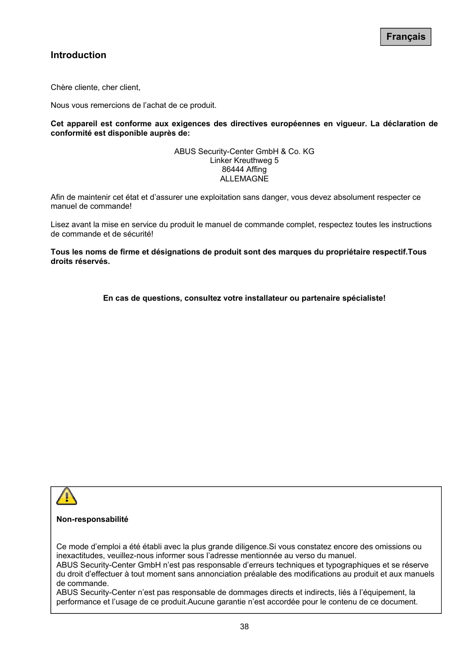 ABUS TVAC10011 Operating instructions User Manual | Page 38 / 105