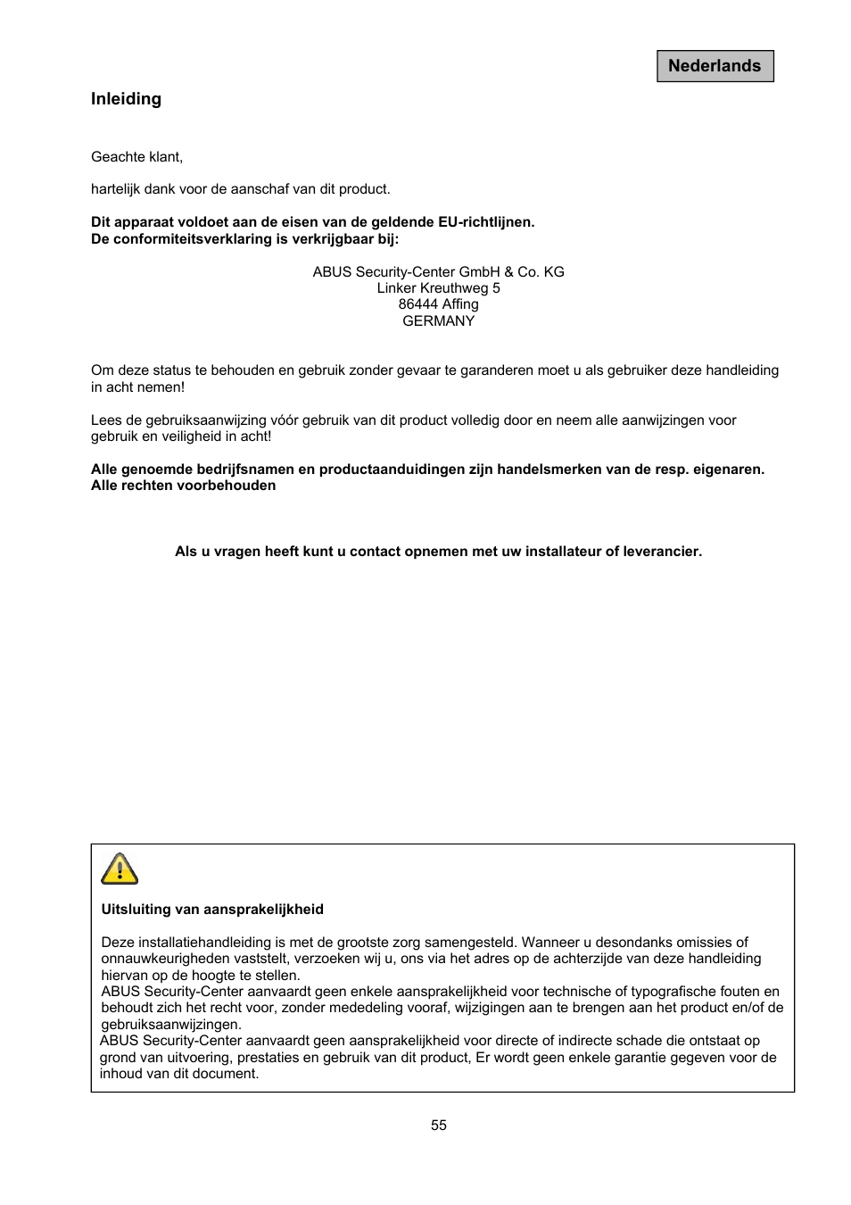 ABUS TVAC10011 Operating instructions User Manual | Page 55 / 105