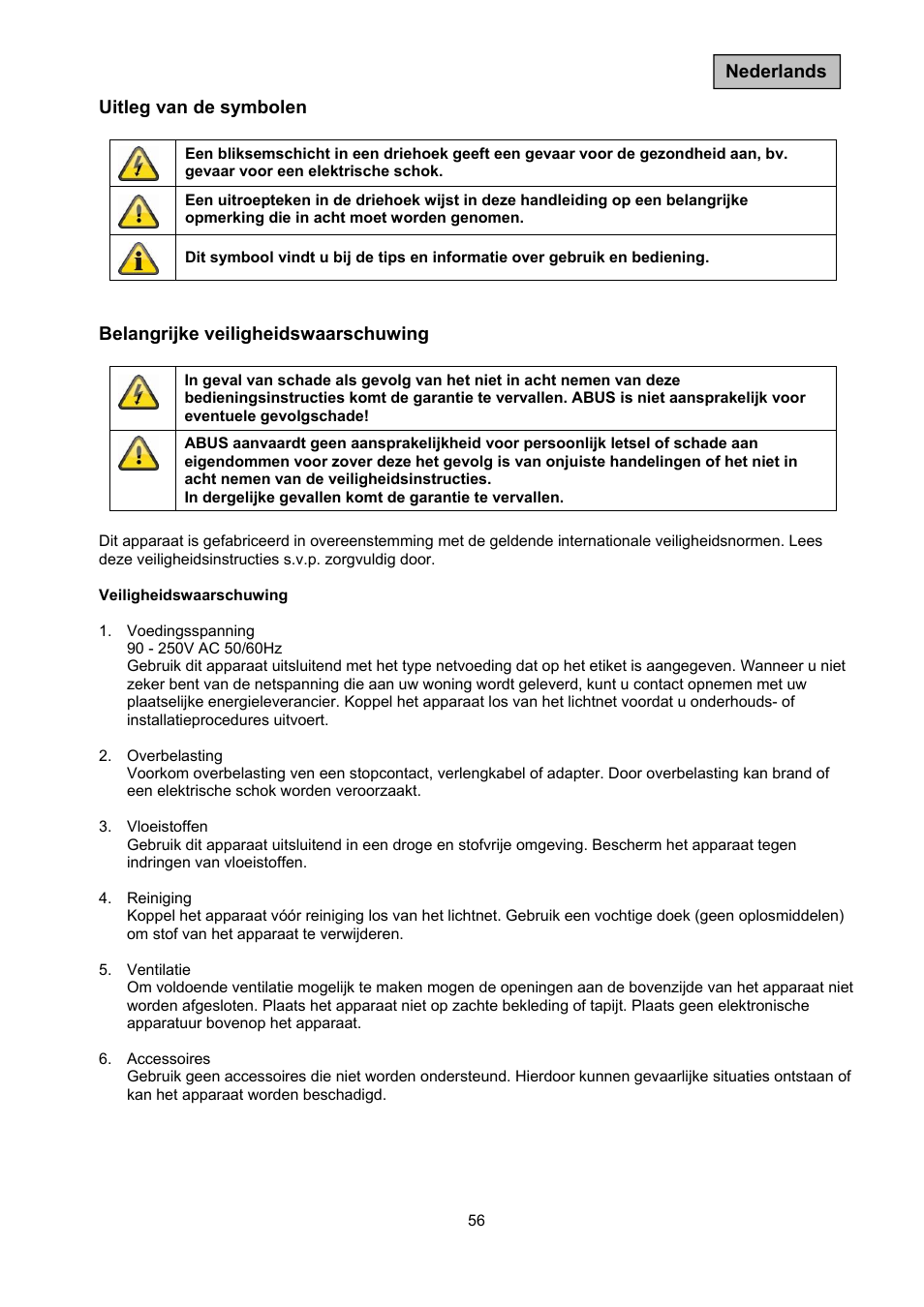 ABUS TVAC10011 Operating instructions User Manual | Page 56 / 105