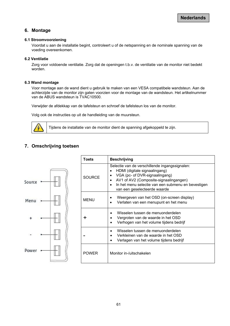 ABUS TVAC10011 Operating instructions User Manual | Page 61 / 105