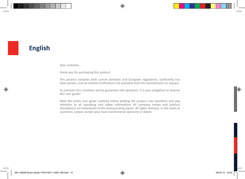 English | ABUS TVAC10011 Quick operating instructions User Manual | Page 10 / 50