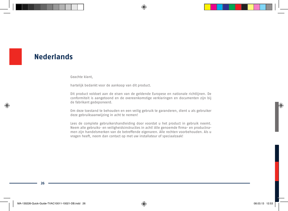 Nederlands | ABUS TVAC10011 Quick operating instructions User Manual | Page 26 / 50