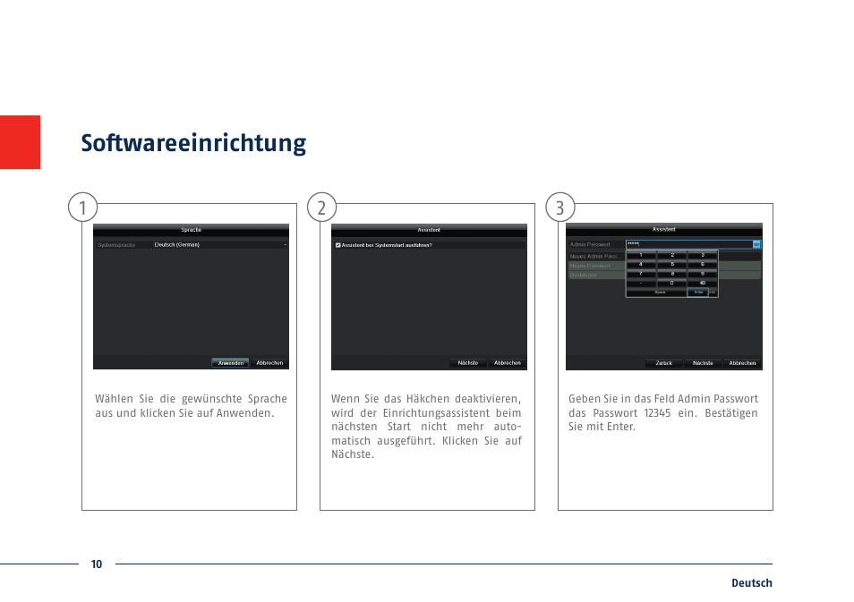 Softwareeinrichtung | ABUS TVVR41210 Quick operating instructions User Manual | Page 10 / 87