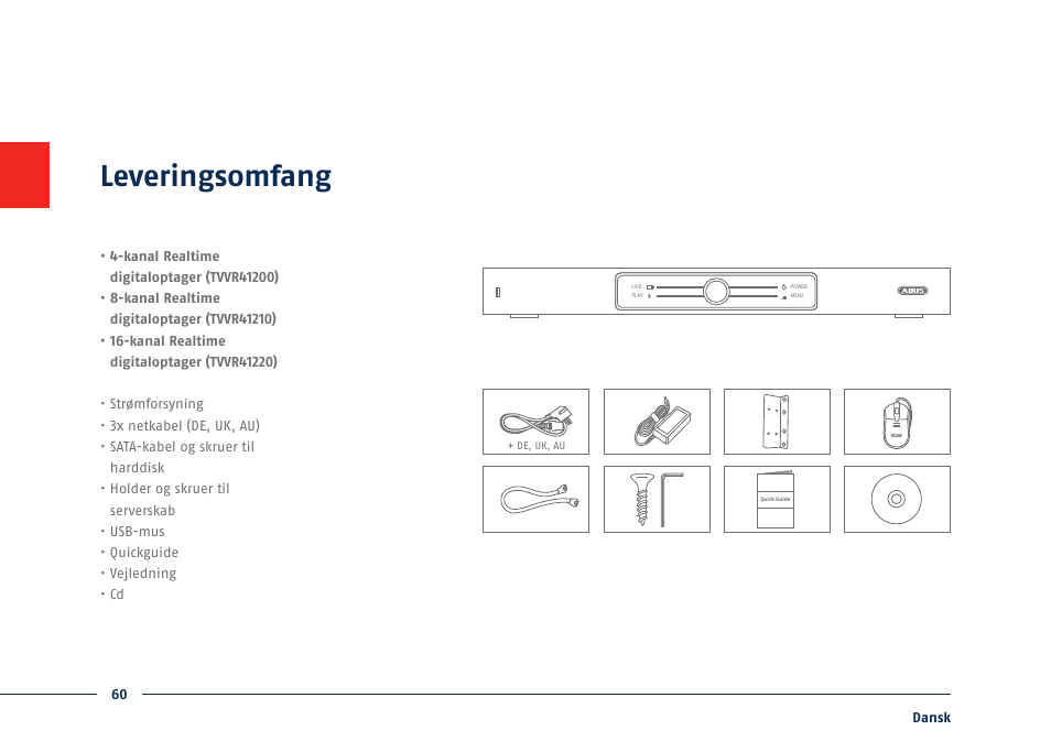 Leveringsomfang | ABUS TVVR41210 Quick operating instructions User Manual | Page 60 / 87