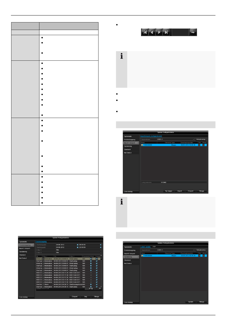 Vedligeholdelse, Import / eksport, Opdatering | ABUS TVVR41210 Operating instructions User Manual | Page 281 / 409