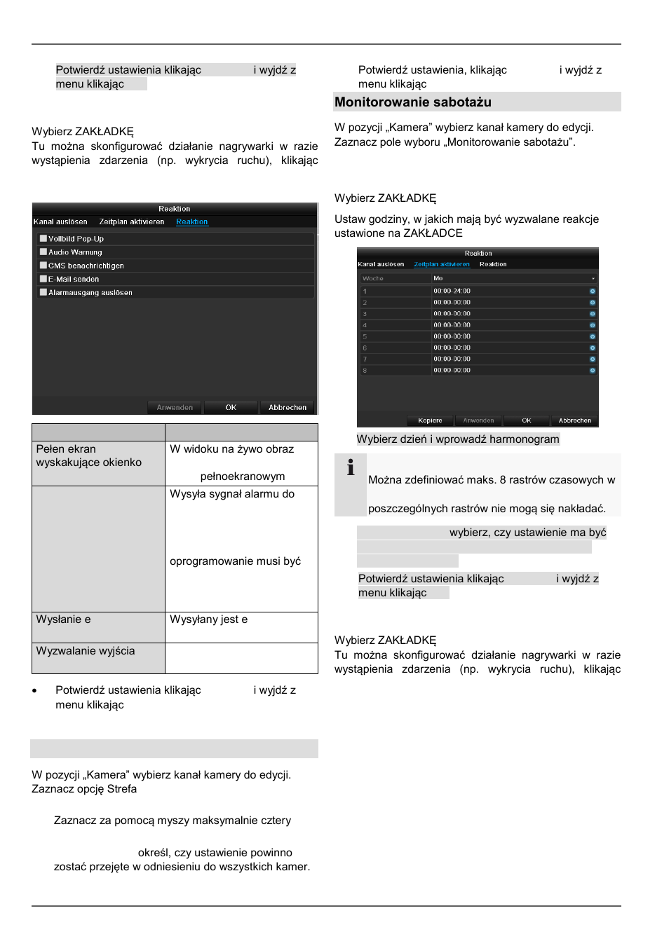 Strefa prywatna, Monitorowanie sabotażu, Konfiguracja | ABUS TVVR41210 Operating instructions User Manual | Page 327 / 409