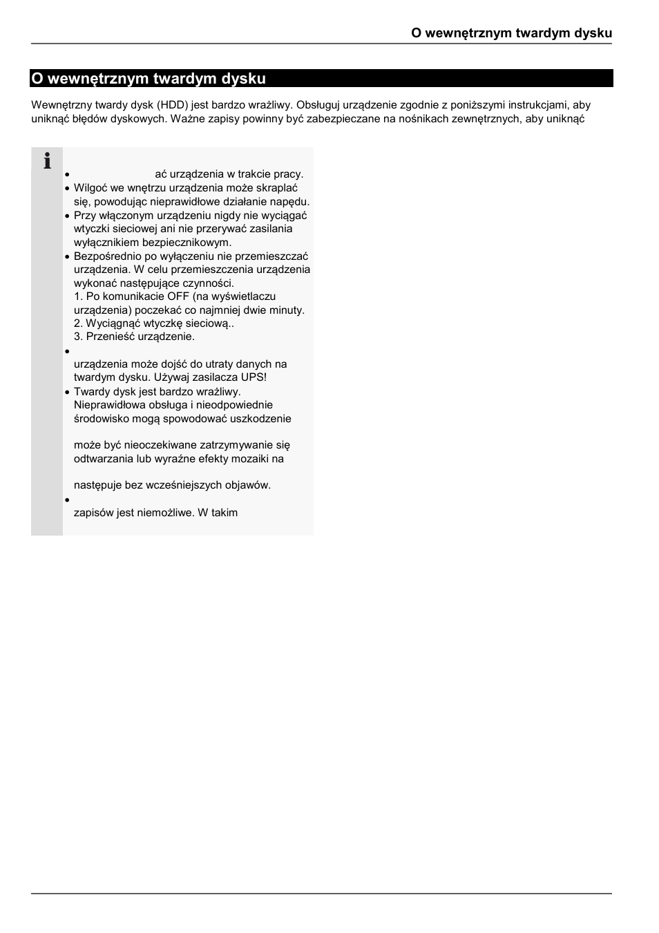 O wewnętrznym twardym dysku | ABUS TVVR41210 Operating instructions User Manual | Page 349 / 409