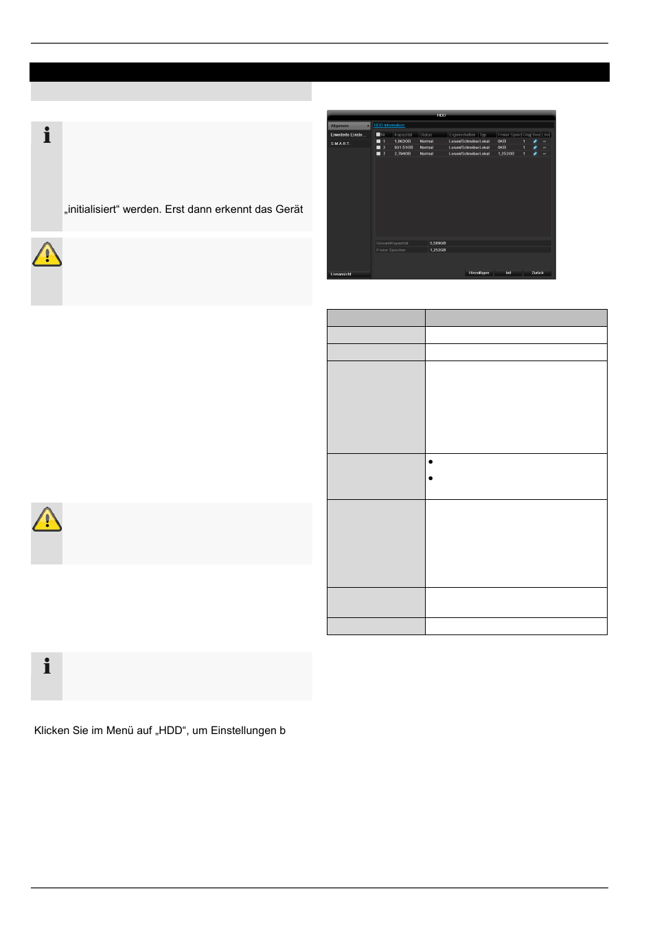 Festplatte einbauen, Parameter der festplattenverwaltung, Festplatten | ABUS TVVR41210 Operating instructions User Manual | Page 40 / 409