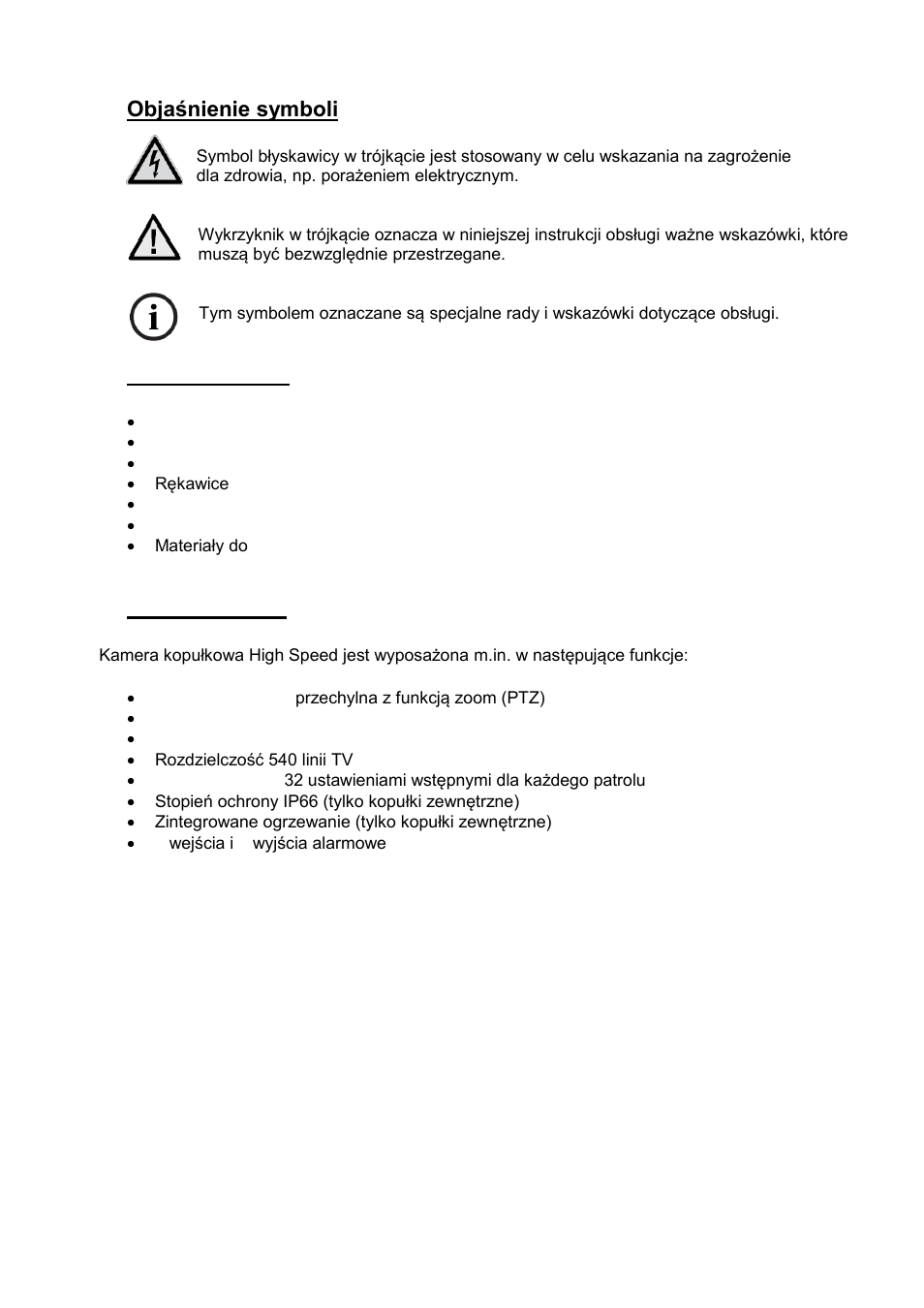 Objaśnienie symboli, Zakres dostawy, Cechy i funkcje | ABUS TVCC81500 Operating instructions User Manual | Page 120 / 139