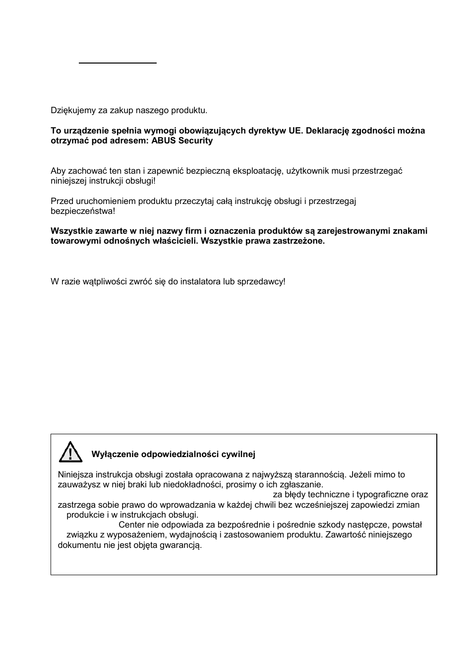 Wprowadzenie | ABUS TVCC81000 Operating instructions User Manual | Page 117 / 139