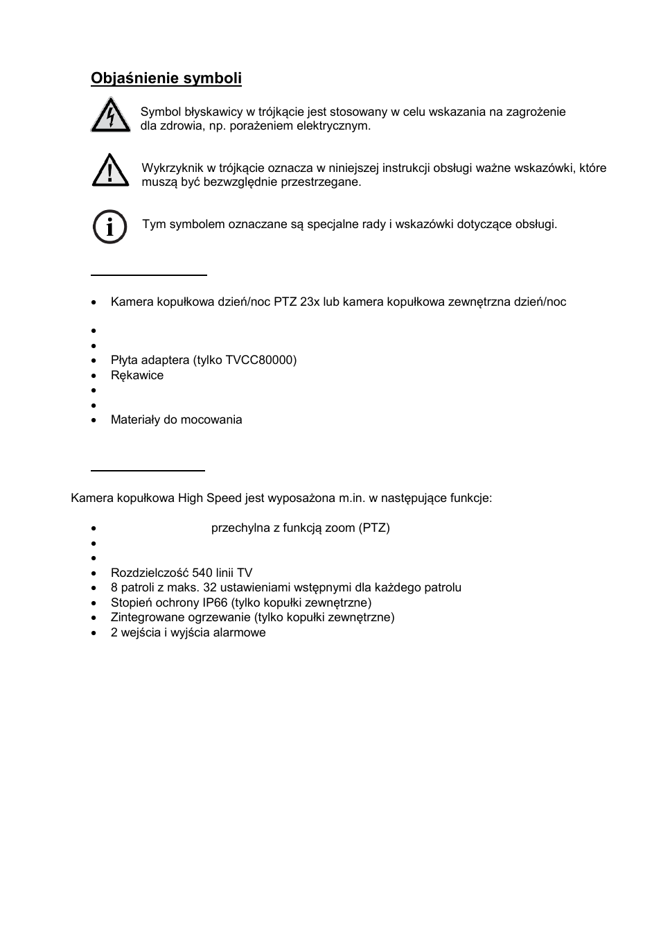 Objaśnienie symboli, Zakres dostawy, Cechy i funkcje | ABUS TVCC81000 Operating instructions User Manual | Page 120 / 139