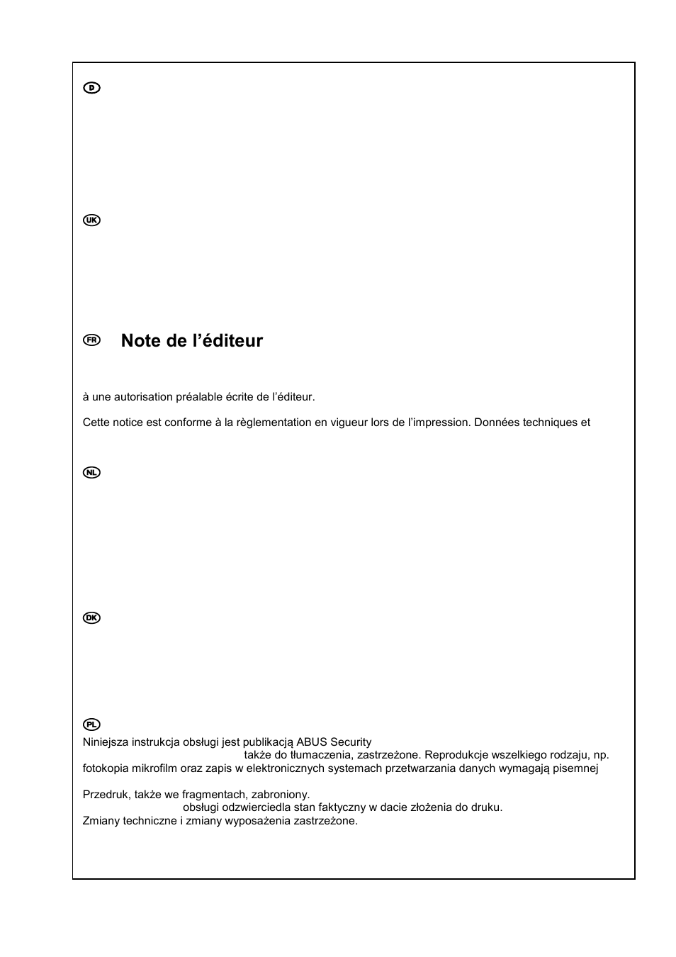 D impressum, Imprint, Impressum | Nota redakcyjna | ABUS TVCC81000 Operating instructions User Manual | Page 139 / 139