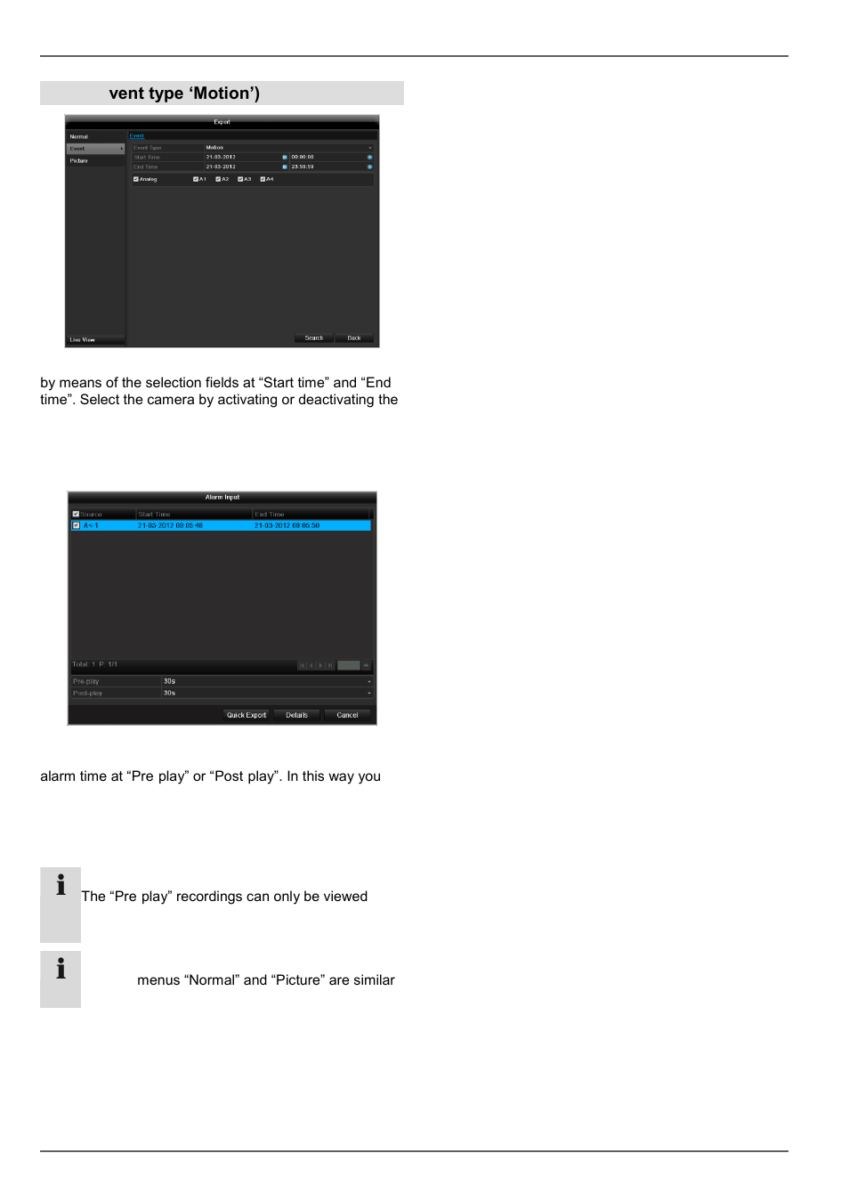 Video export, Event (e vent type ‘motion’) | ABUS TVHD80110 Operating instructions User Manual | Page 103 / 408