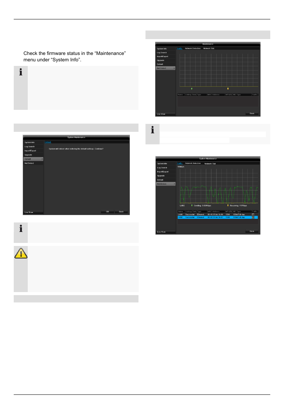 Maintenance, Default, Network | ABUS TVHD80110 Operating instructions User Manual | Page 106 / 408