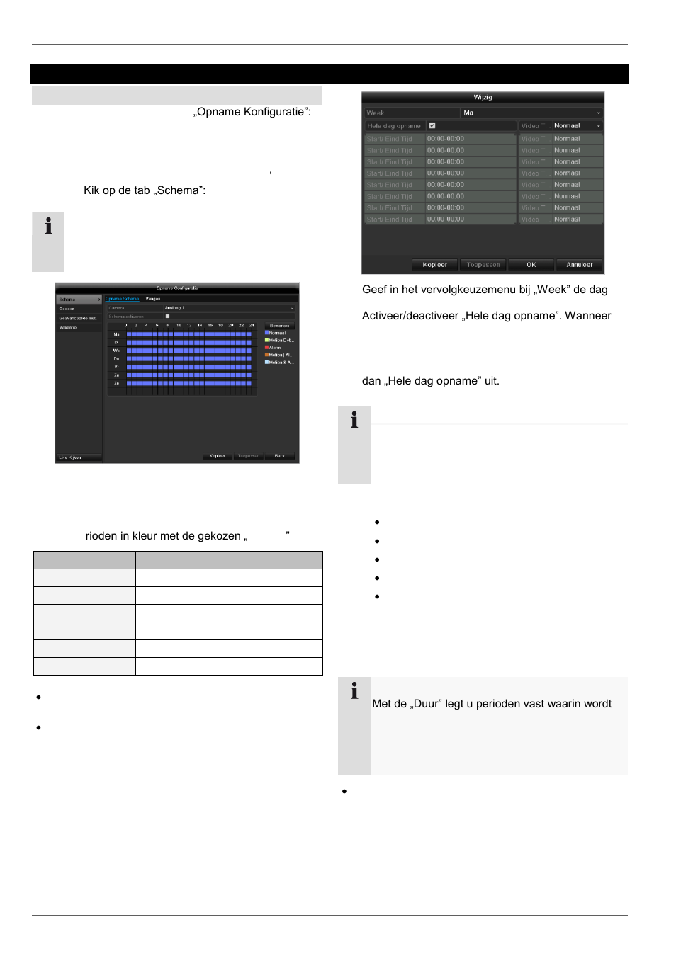 Opname konfiguratie, Instellen, Tijdschema | ABUS TVHD80110 Operating instructions User Manual | Page 155 / 408