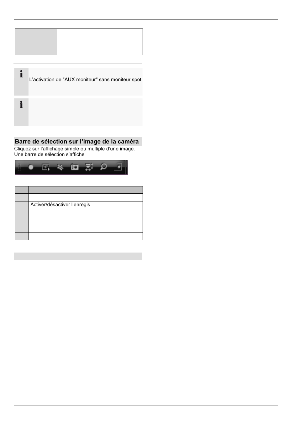 Mode live, Barre de sélection sur l’image de la caméra | ABUS TVHD80110 Operating instructions User Manual | Page 195 / 408