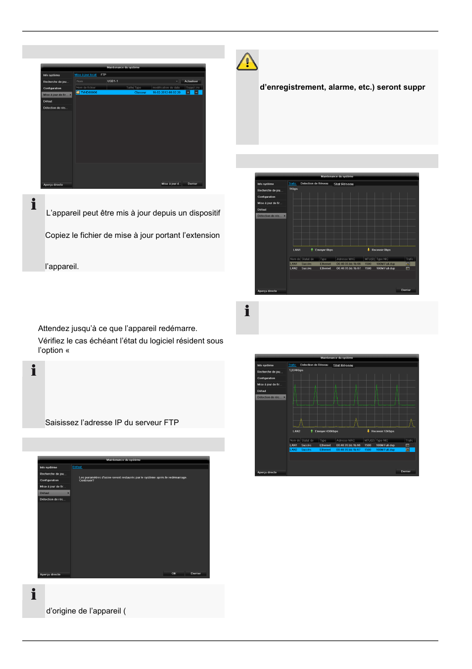 Maintenance, Mise à jour de firmware, Défaut | Réseau | ABUS TVHD80110 Operating instructions User Manual | Page 225 / 408