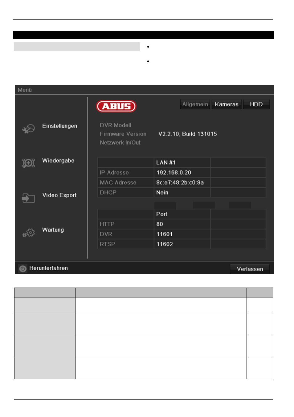 Gerätemenü, Menübeschreibung | ABUS TVHD80110 Operating instructions User Manual | Page 23 / 408