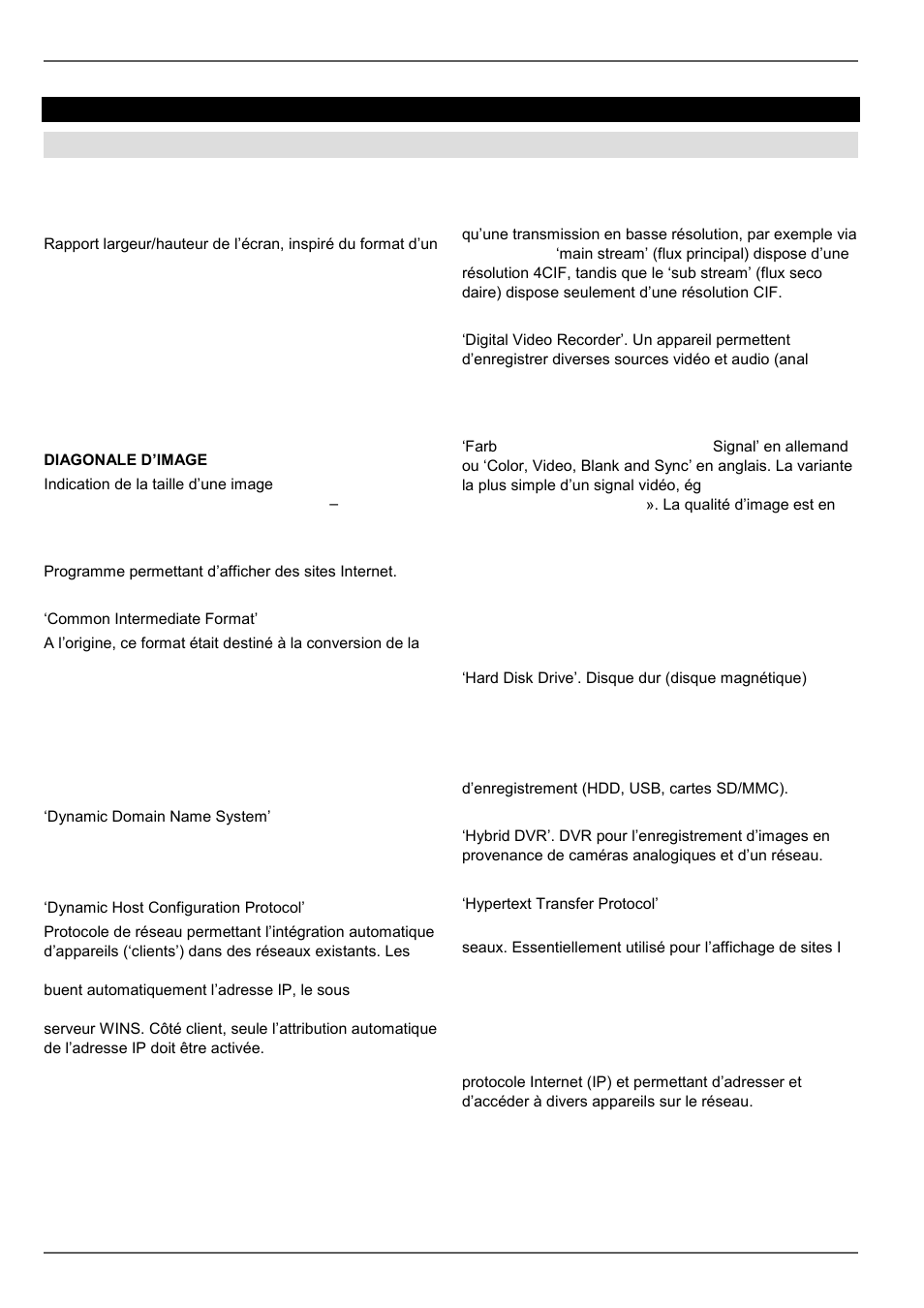 Glossaire, Termes techniques utilisés | ABUS TVHD80110 Operating instructions User Manual | Page 232 / 408