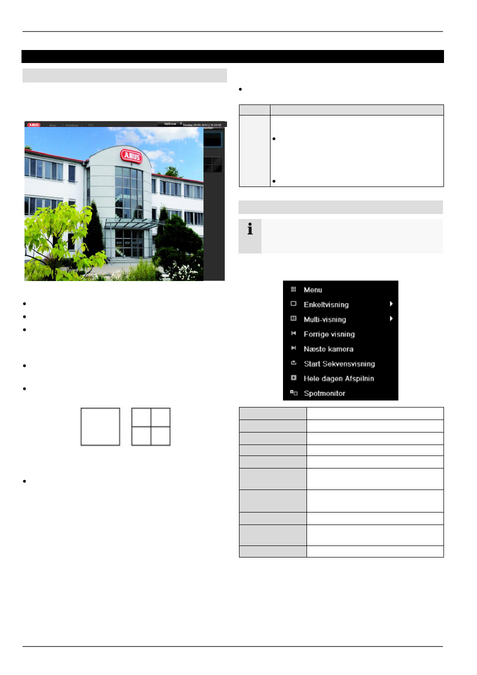 Statussymboler, Live-visning, Overblik | Popup-menu ved musebetjening | ABUS TVHD80110 Operating instructions User Manual | Page 253 / 408
