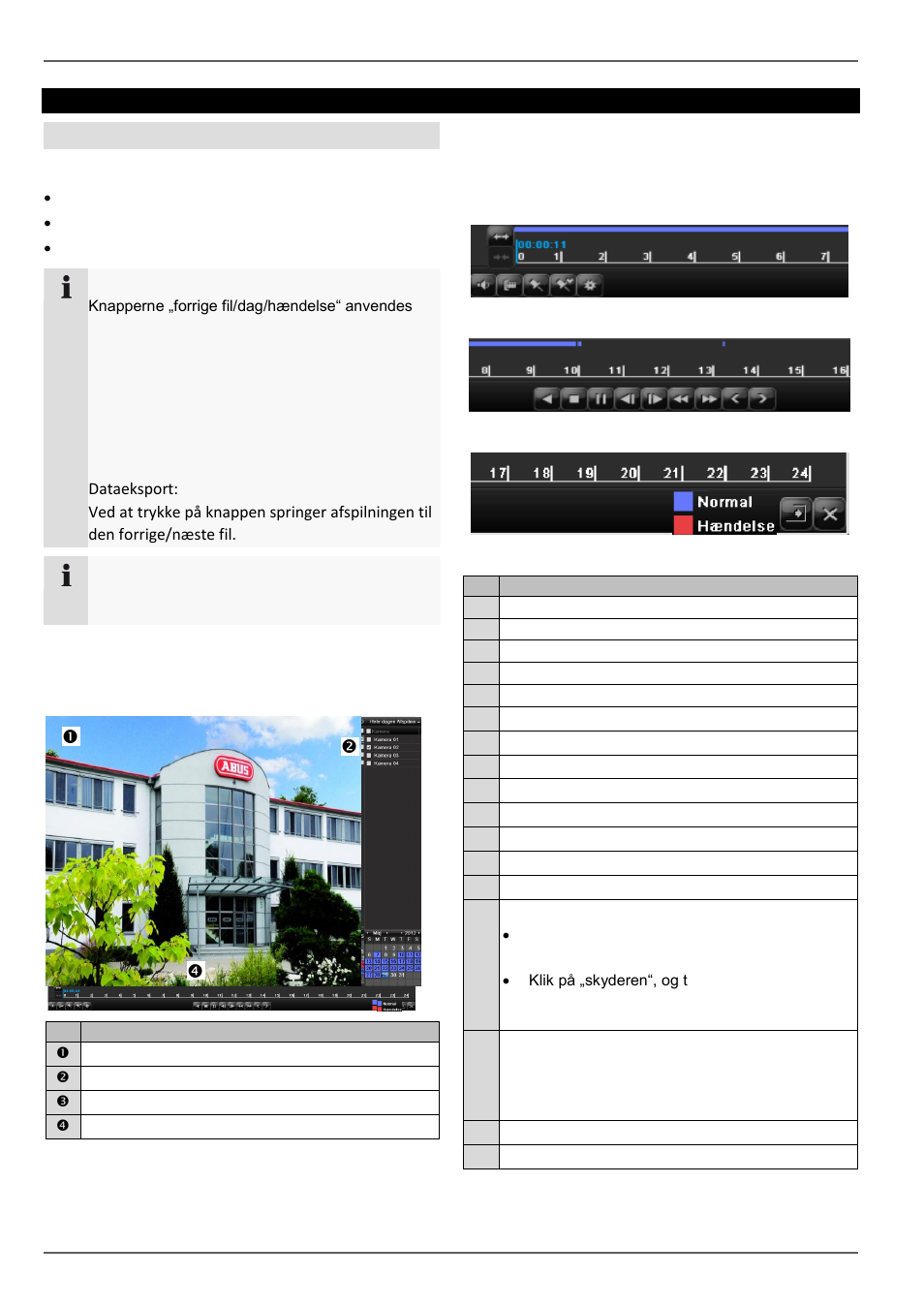 Afspilningsskærmen, Styring via kontrolfelt, Live-afspilning | Generelt | ABUS TVHD80110 Operating instructions User Manual | Page 256 / 408