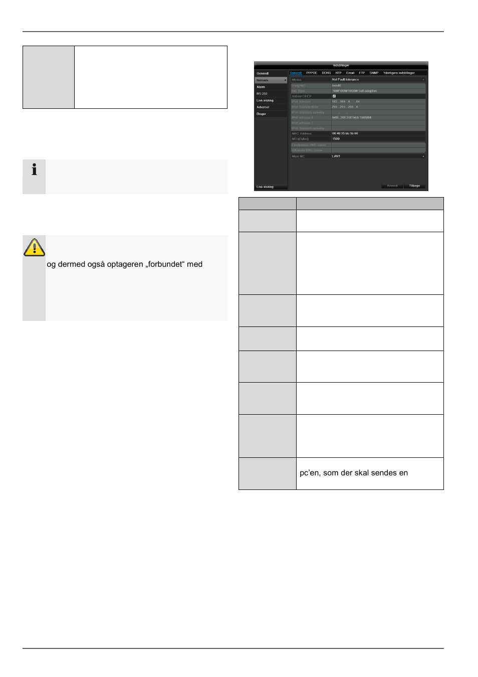 Netværksopbygning, Netværkskonfiguration, Konfigurering | ABUS TVHD80110 Operating instructions User Manual | Page 262 / 408