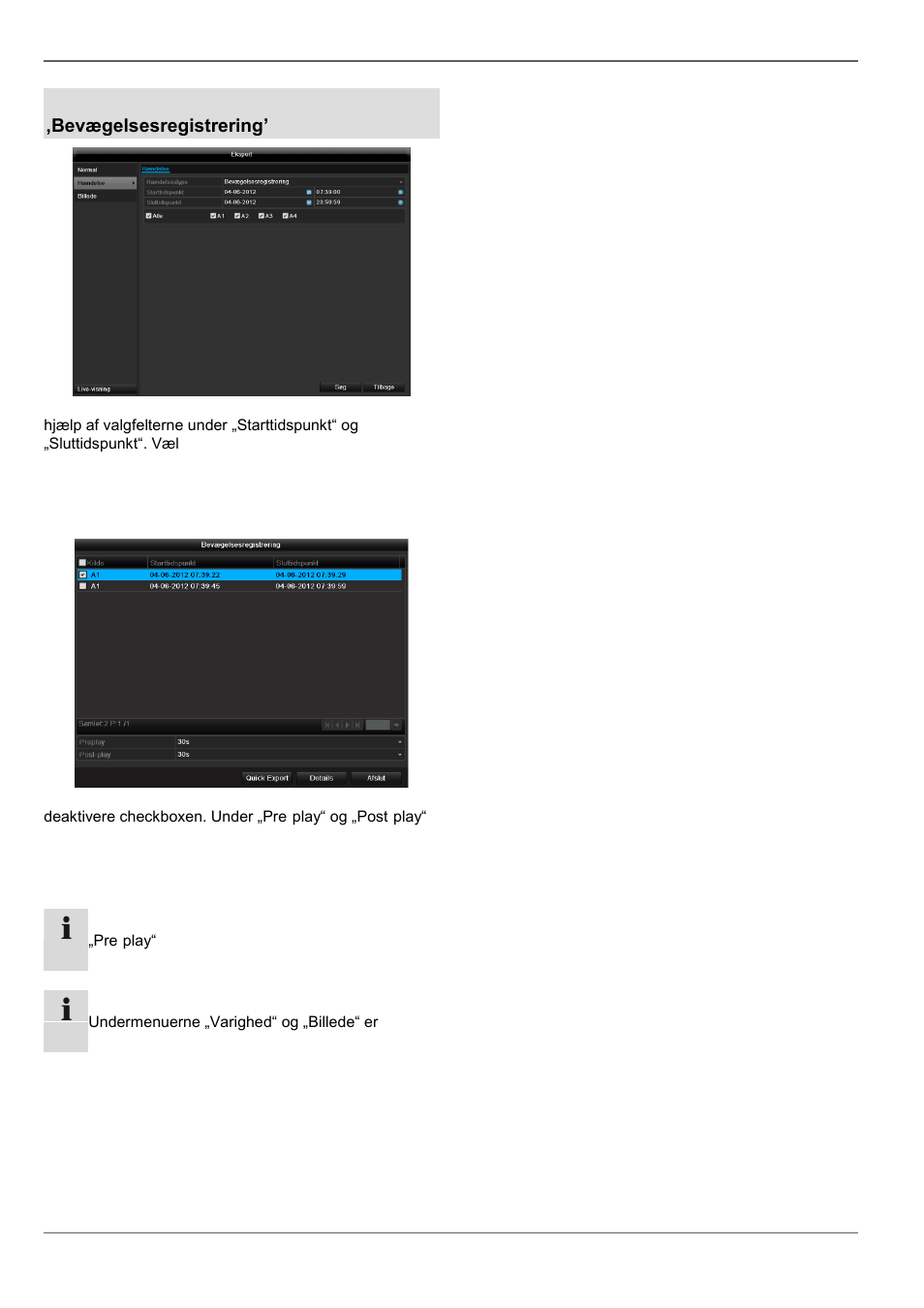 Videoeksport, Hændelse (hændelsestype ‚bevægelsesregistrering’) | ABUS TVHD80110 Operating instructions User Manual | Page 280 / 408