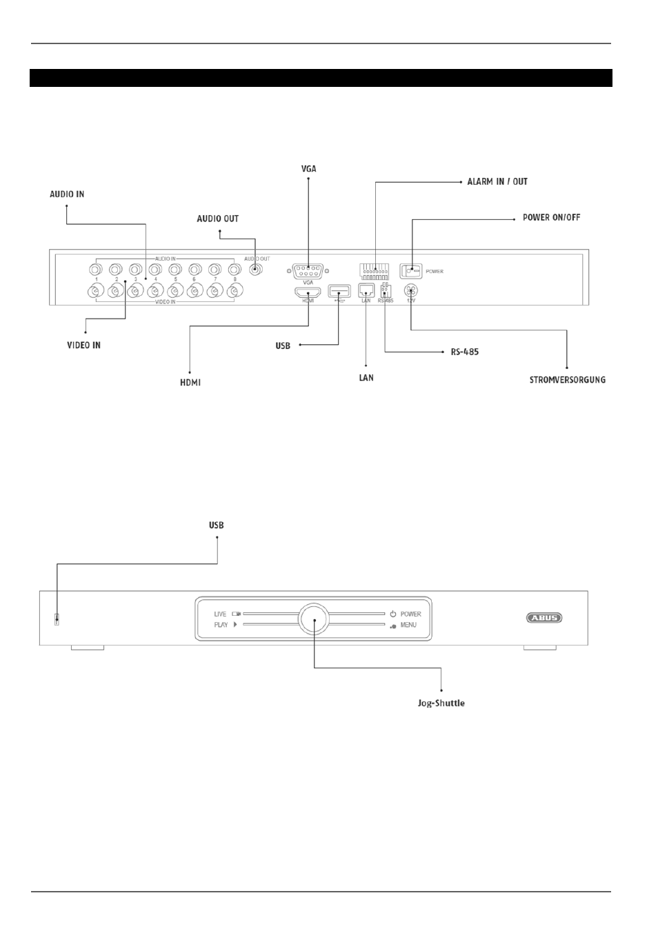 Geräteübersicht, Rückseite, Vorderseite | ABUS TVHD80110 Operating instructions User Manual | Page 3 / 408