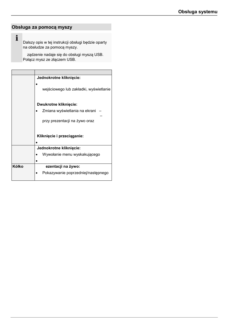 Ługa za pomocą myszy, Obsługa systemu, Obsługa | Za pomocą myszy | ABUS TVHD80110 Operating instructions User Manual | Page 301 / 408