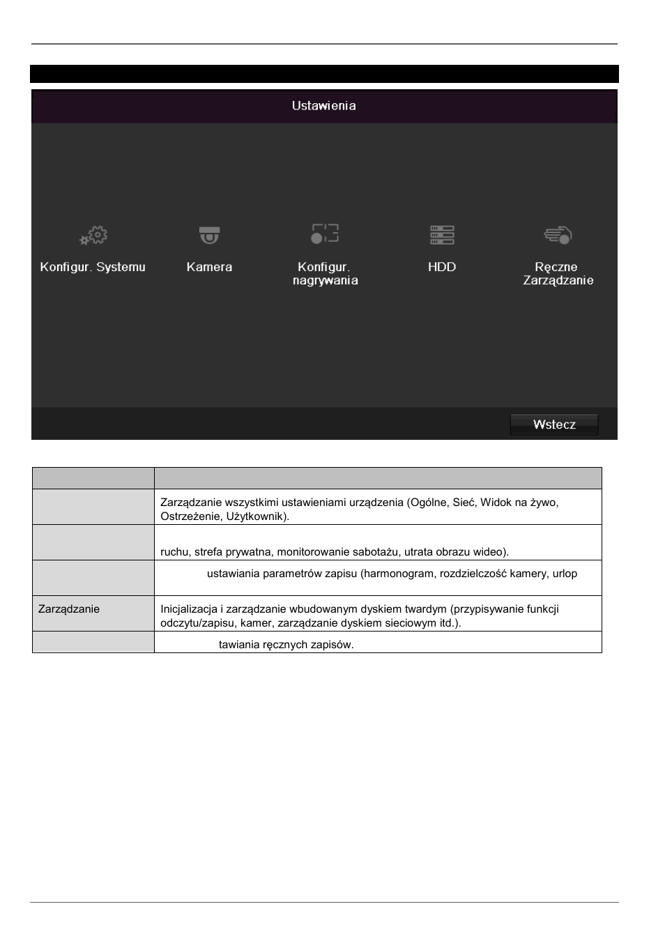 Ustawienia, Opis menu | ABUS TVHD80110 Operating instructions User Manual | Page 317 / 408