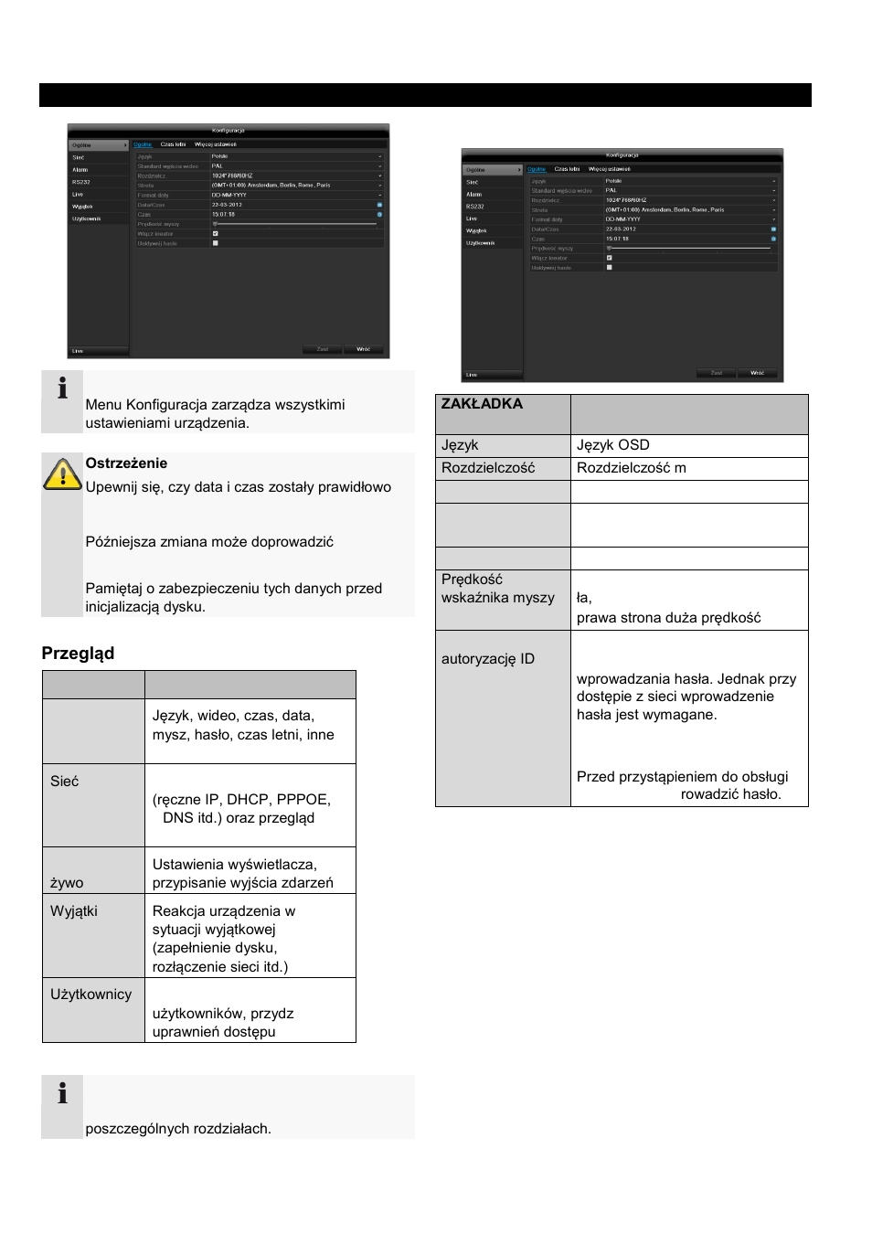 Konfiguracja, Przegląd, Ustawienia ogólne | ABUS TVHD80110 Operating instructions User Manual | Page 318 / 408