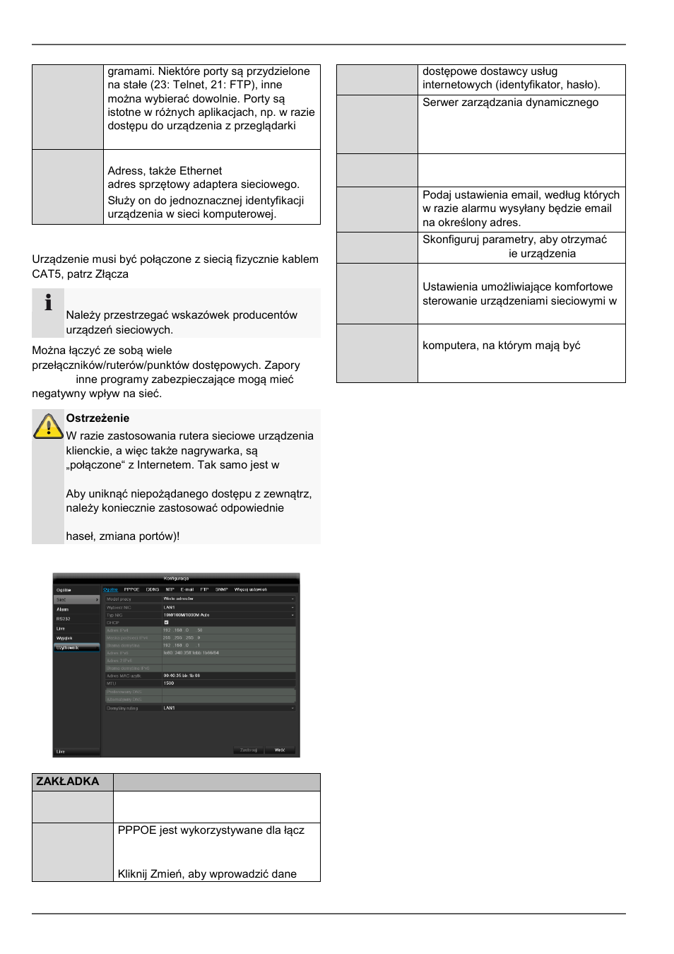 Budowa sieci, Konfiguracja sieci, Konfiguracja | ABUS TVHD80110 Operating instructions User Manual | Page 320 / 408