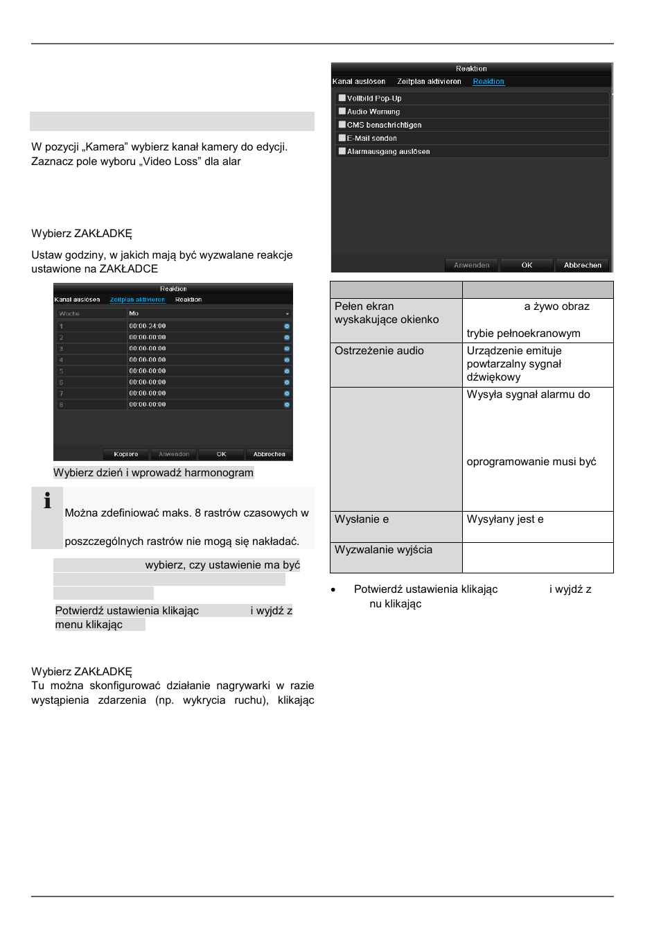 Utrata obrazu wideo, Konfiguracja | ABUS TVHD80110 Operating instructions User Manual | Page 329 / 408