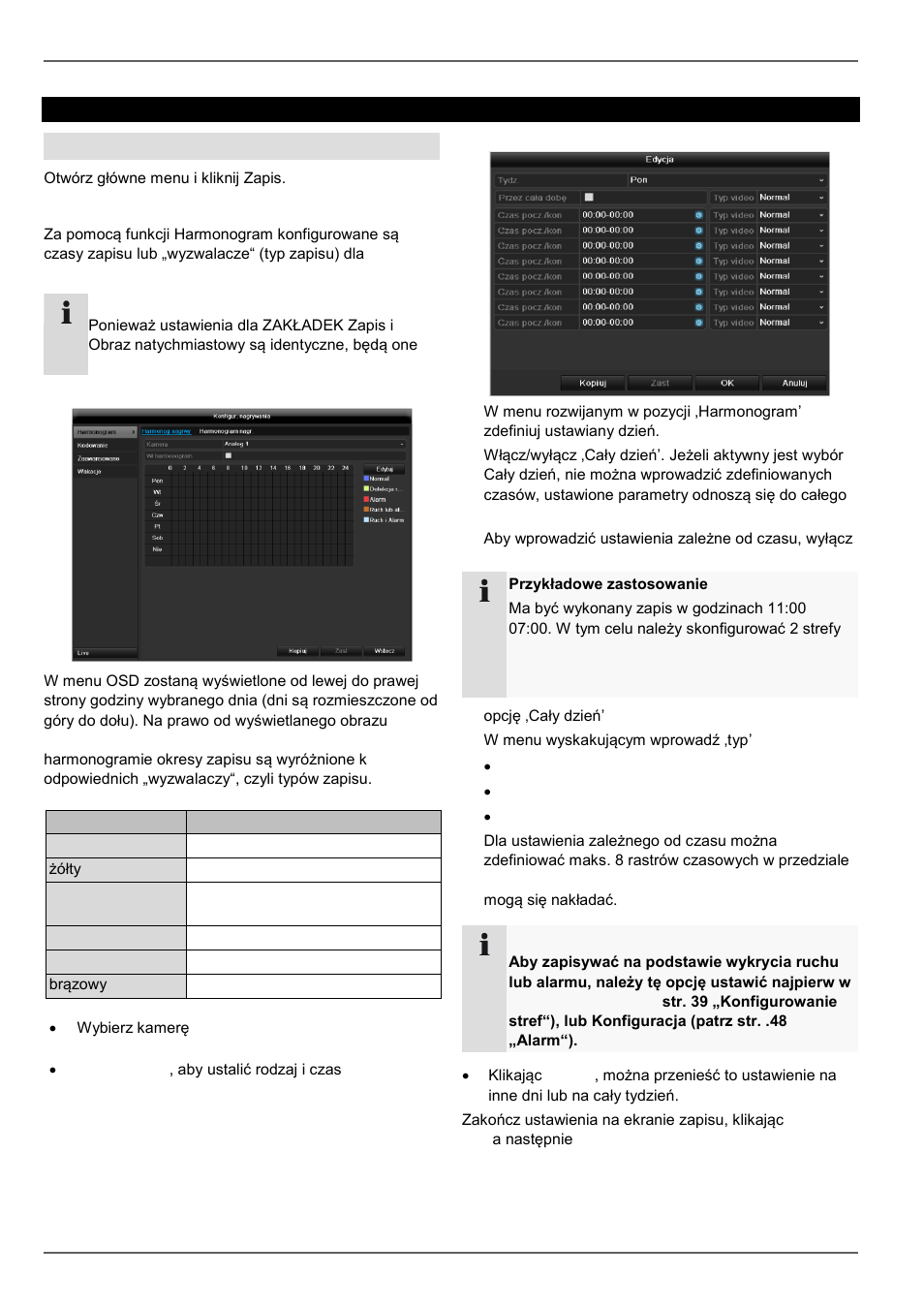 Konfiguracja nagrywania, Ustawianie, Harmonogram | ABUS TVHD80110 Operating instructions User Manual | Page 330 / 408