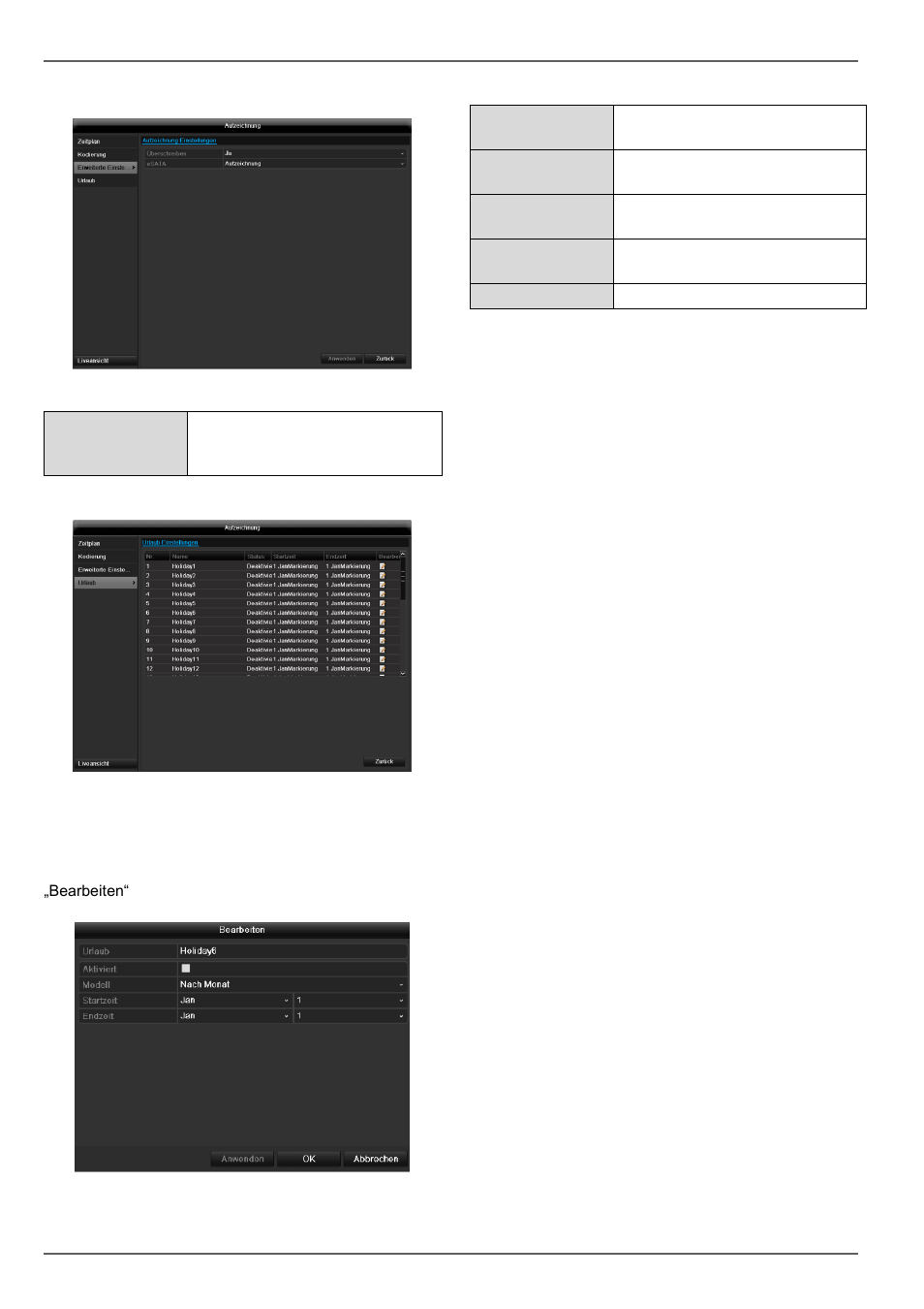 Erweiterte einstellung, Urlaub, Konfiguration | ABUS TVHD80110 Operating instructions User Manual | Page 39 / 408