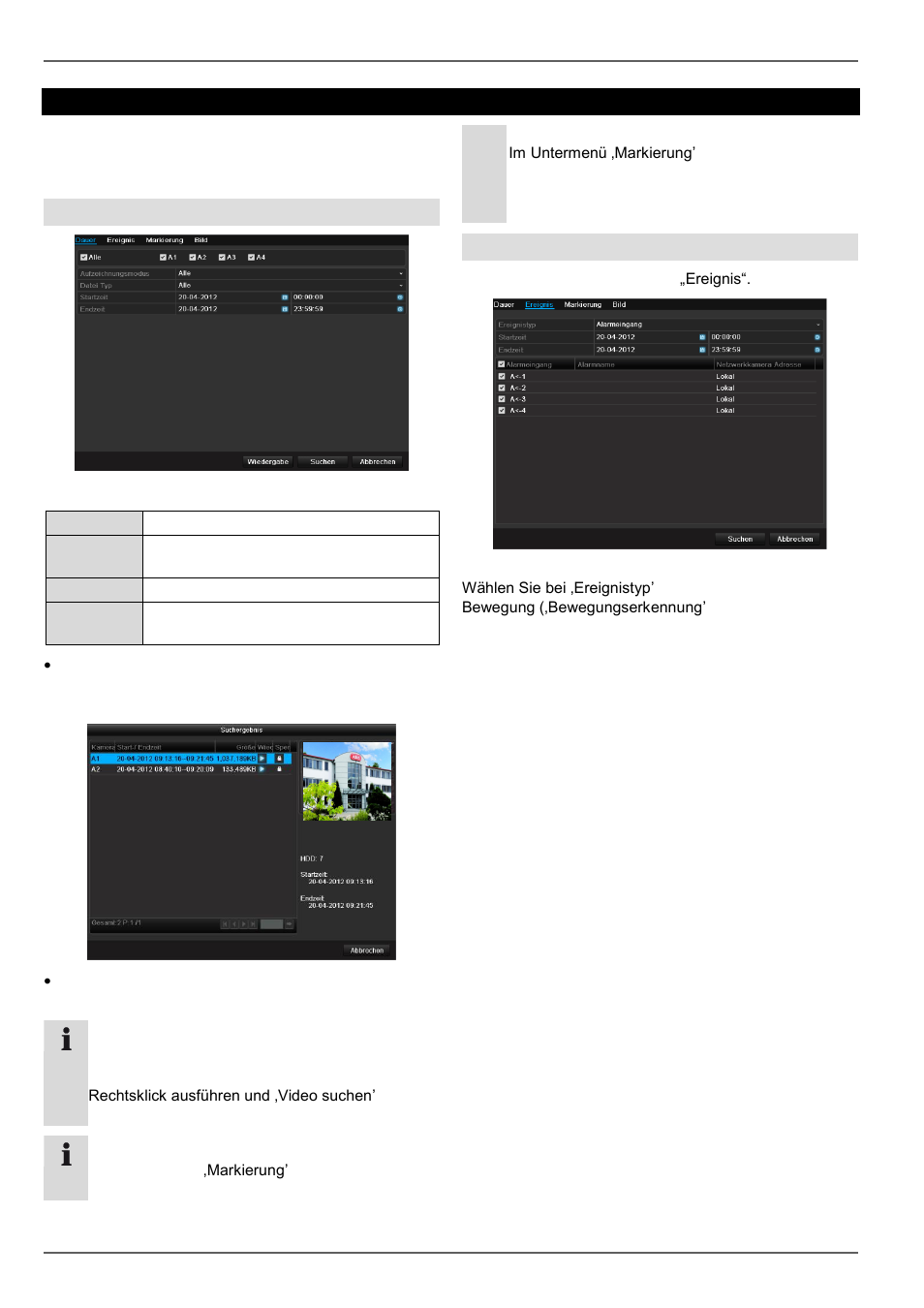 Wiedergabe, Dauer, Ereignis | ABUS TVHD80110 Operating instructions User Manual | Page 43 / 408