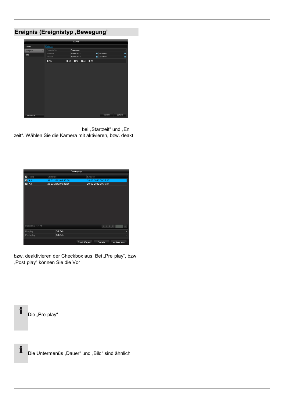 Video export, Ereignis (ereignistyp ‚bewegung’) | ABUS TVHD80110 Operating instructions User Manual | Page 45 / 408