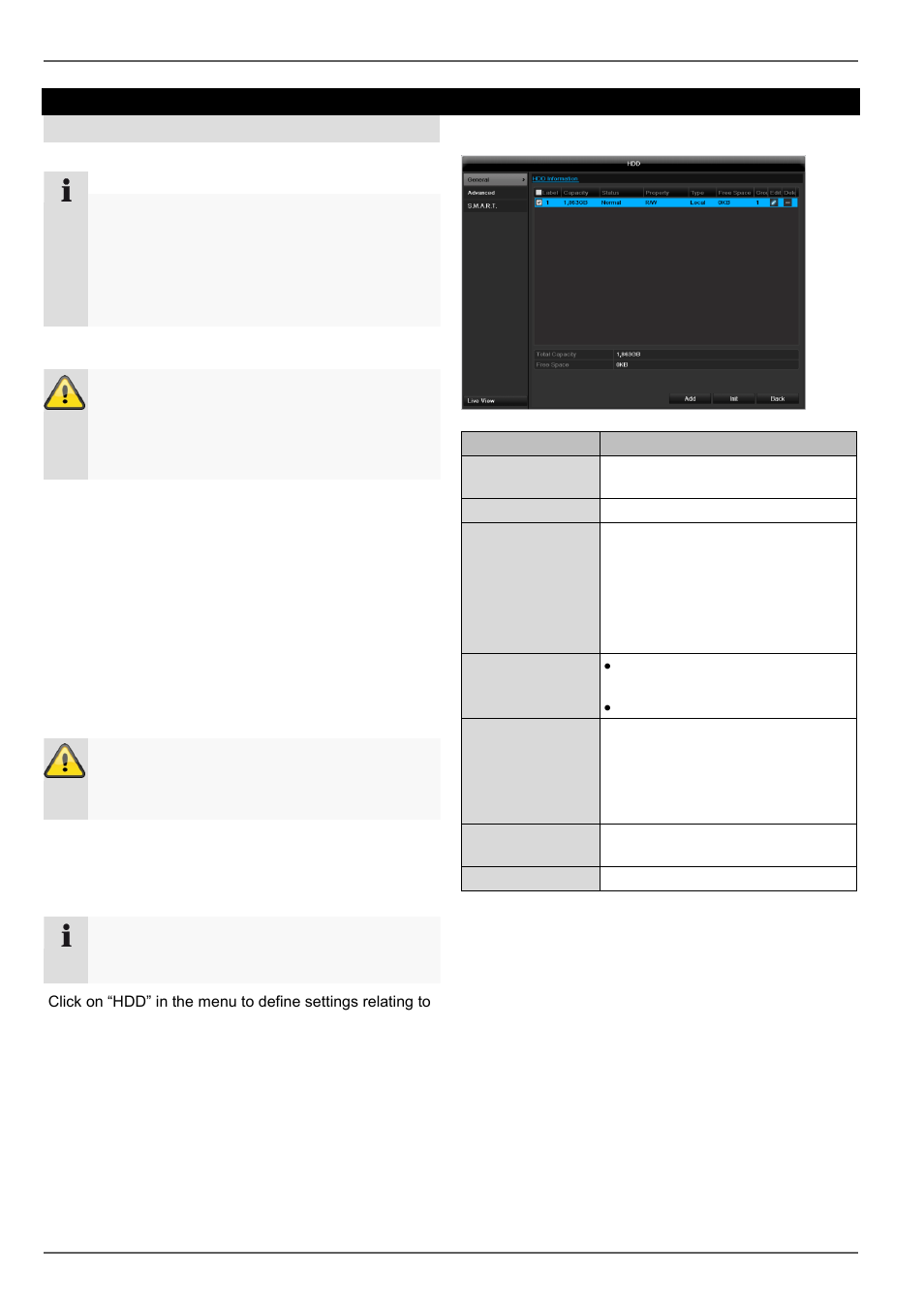 Installing the hdd, Hdd management parameters, Camera | Hdds | ABUS TVHD80110 Operating instructions User Manual | Page 98 / 408