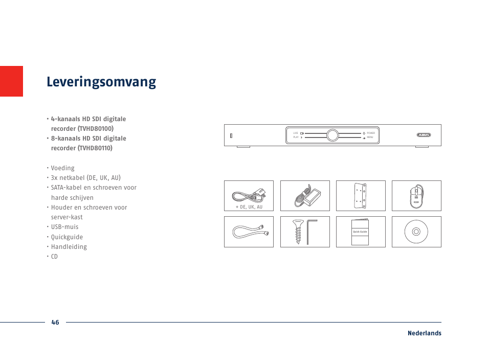 Leveringsomvang | ABUS TVHD80110 Quick operating instructions User Manual | Page 46 / 87