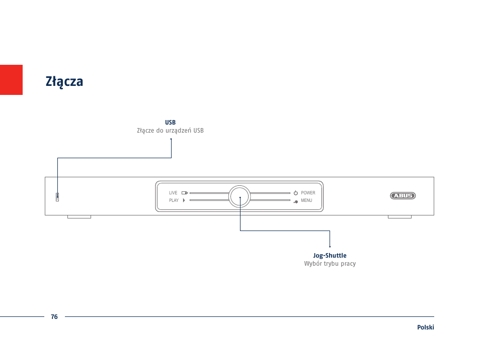 Złącza | ABUS TVHD80110 Quick operating instructions User Manual | Page 76 / 87
