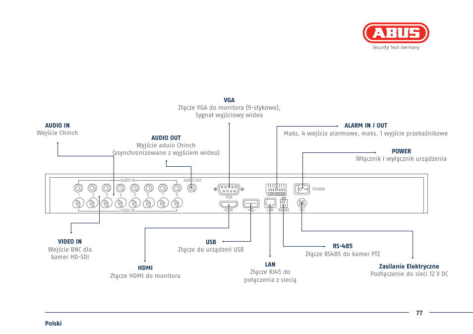 ABUS TVHD80110 Quick operating instructions User Manual | Page 77 / 87