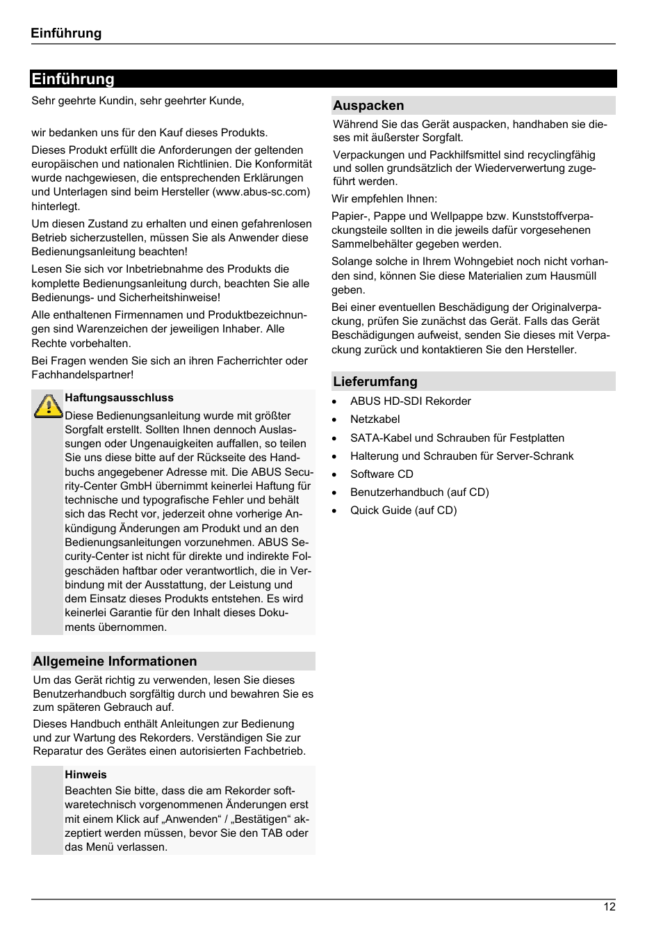 Einführung | ABUS TVHD80010 Operating instructions User Manual | Page 12 / 366