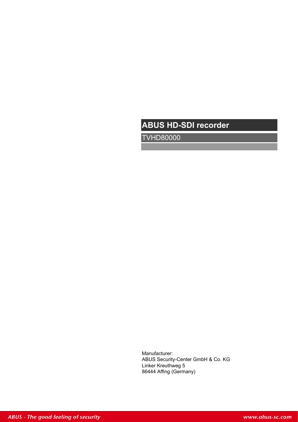 Abus hd-sdi recorder | ABUS TVHD80010 Operating instructions User Manual | Page 123 / 366