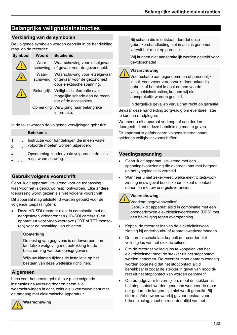Belangrijke veiligheidsinstructies | ABUS TVHD80010 Operating instructions User Manual | Page 132 / 366