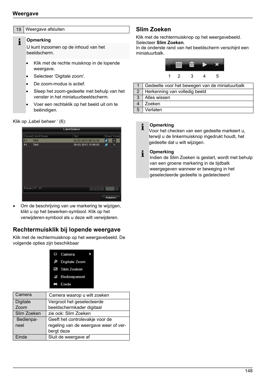 Rechtermuisklik bij lopende weergave, Slim zoeken | ABUS TVHD80010 Operating instructions User Manual | Page 148 / 366