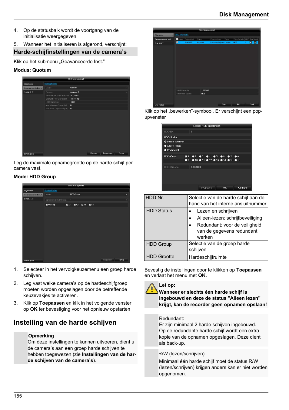 Instelling van de harde schijven | ABUS TVHD80010 Operating instructions User Manual | Page 155 / 366