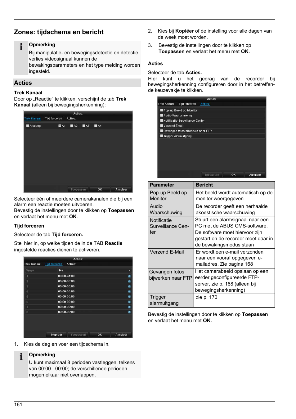 Zones: tijdschema en bericht | ABUS TVHD80010 Operating instructions User Manual | Page 161 / 366