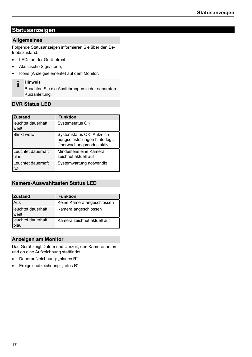 Statusanzeigen | ABUS TVHD80010 Operating instructions User Manual | Page 17 / 366