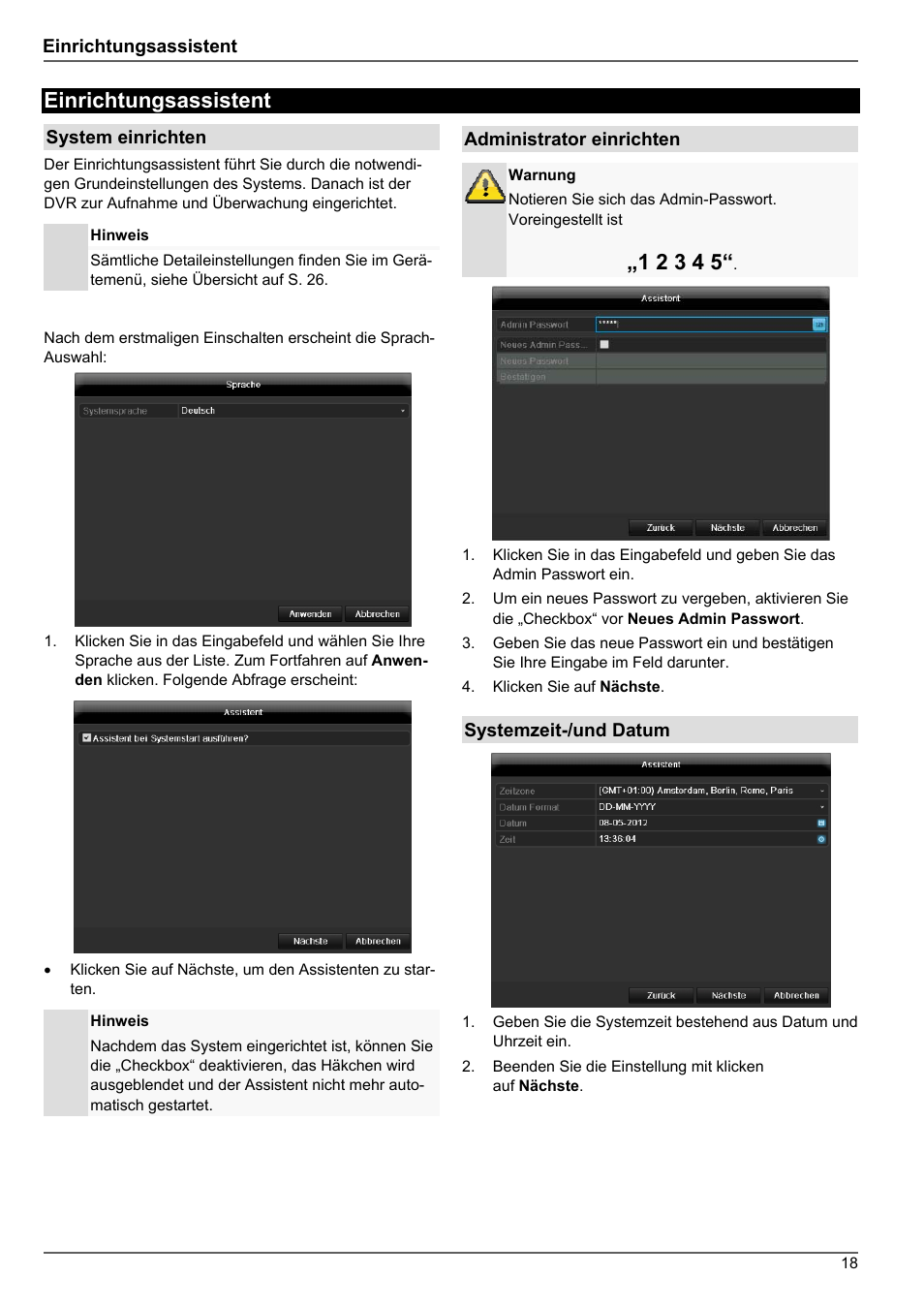 Einrichtungsassistent | ABUS TVHD80010 Operating instructions User Manual | Page 18 / 366